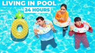 LIVING IN POOL FOR 24 HOURS CHALLENGE  Rimorav Vlogs [upl. by Arratahs]