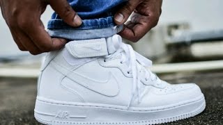 Nike Air Force 1 Mid White on White  Unboxing and On Feet Review [upl. by Lora]