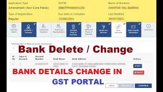 How to Delete  Change Bank Details in GST in Portal  How to Addupdate Bank details in GST Portal [upl. by Yolanthe986]