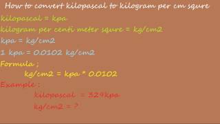 how to convert kpa to kilogram per centimeter square [upl. by Ahseenyt]