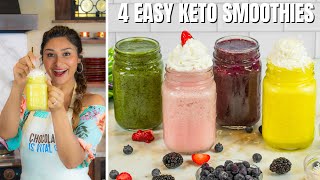 4 EASY KETO LOW CARB SMOOTHIES Strawberry Banana Berry Pina Colada amp Green Smoothie [upl. by Ardnaik]