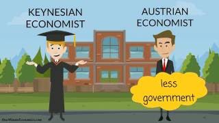 Austrian Economics and Keynesianism Keynesian Economics Explained in One Minute [upl. by Carry]