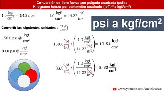 psi a kgfcm2  CONVERSIONES [upl. by Ilrak467]