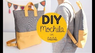 DIY Tutorial mochila con bolsillo y asas [upl. by Ynohtnaluap]