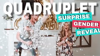 SURPRISE QUADRUPLET ANNOUNCEMENT AT GENDER REVEAL PARTY [upl. by Nylrac]