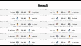 UEFA champions league 20112012 full group stage fixtures [upl. by Kaiulani]