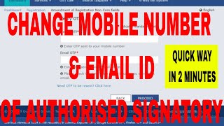 How to change Mobile Number and email id of authorised signatory in GST How 2 add new mobile in GST [upl. by Duthie12]