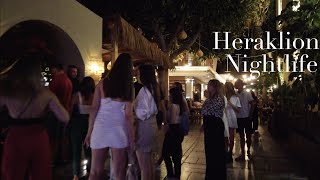 Heraklion Nightlife Saturday Night Walk  Crete  Greece 4K HDR [upl. by Anyat]