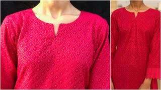 Beautiful Neck Design Cutting and Stitching  Kurti Front Neck Design  Creative Piping Neck Design [upl. by Arlyn]