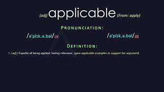 Applicable Meaning And Pronunciation  Audio Dictionary [upl. by Lishe943]