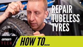 How To Repair Tubeless Tyres  MTB Maintenance [upl. by Atiroc]