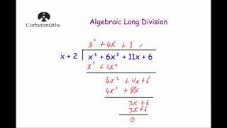 Algebraic Long Division  Corbettmaths [upl. by Eimor]