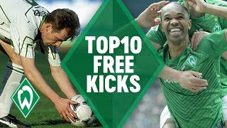 TOP 10 AMAZING FREE KICK GOALS  SV Werder Bremen [upl. by Greeson]