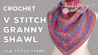 Crochet V Stitch Granny Triangle Shawl SUPER FAST [upl. by Ewens455]