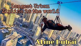 XLine Dubai Marina World’s Longest Urban Zipline experience [upl. by Enelrihs]