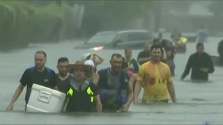 Historic Floods Hit Houston As Hundreds Rescued From Water  NBC Nightly News [upl. by Janka]