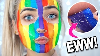 DIY RAINBOW PEEL OFF FACE MASK TESTED [upl. by Marou]