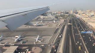 Landing at dxb Dubai airport by Emirates airline B 777300ER 2021 [upl. by Drooff]