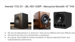 3 HighEnd Subwoofers Compared JBL Monolith Arendal Sound [upl. by Zenger658]