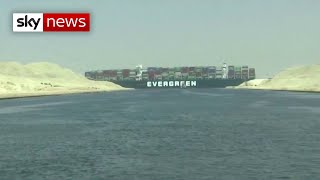 Stuck at sea Cargo ship wedged in Suez Canal causes traffic jam [upl. by Fritze828]