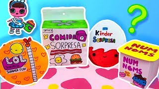 ABRIENDO JUGUETES CASEROS LOL SURPRISE KINDER SORPRESA Y NUM NOMS [upl. by Lombard]