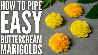 How to pipe a Marigold EASY Fall flower piping tutorial [upl. by Therine]