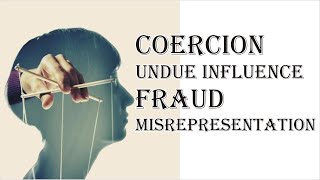 Coercion Undue Influence Fraud Misrepresentation  Indian Contract Act 1872  Law Guru [upl. by Hirsch527]