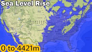 USA Flood Map  Sea Level Rise 0  4000m [upl. by Yulma]