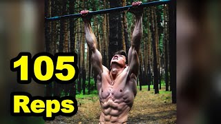 105 Pull Ups  WORLD RECORD  No Hanging Rest amp All in One Set [upl. by Mientao]