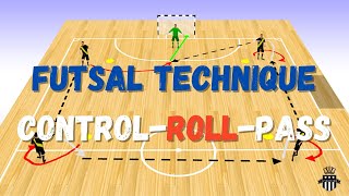 Futsal Technique Training Drill  Control  Roll  Pass [upl. by Glynias]