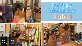 Making a Model Horse Stable Part 2  Miniature Schleich Barn Tutorial [upl. by Anerhs948]