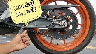 How To Check amp Adjust Chain Slack Of A Motorcycle [upl. by Llennahc]