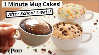 1 Minute Microwave Mug Cake Recipes  3 Back To School Treats [upl. by Tema]