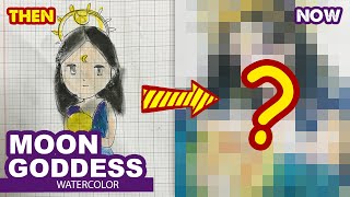 How to draw Moon Goddess  Then and Now l Huta chan [upl. by Mcbride]