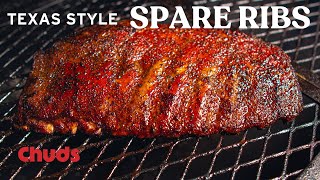 How to Smoke Texas Style Spare Ribs  Chuds BBQ [upl. by Kiele557]