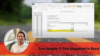 Two Sample TTest Unpaired in Excel [upl. by Trude]