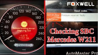 Problem SBC on Mercedes W211 W219 Error C2131  Diagnose SBC on W211  Service Brake Visit Workshop [upl. by Heyward]