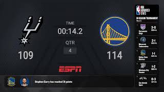 San Antonio Spurs  Golden State Warriors  NBA Inseason Tournament on ESPN Live Scoreboard [upl. by Gnehp939]