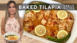 BAKED TILAPIA WITH GARLIC BUTTER  Easy Baked Tilapia Recipe [upl. by Robenia]