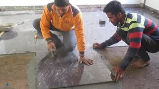 Vitrified Tile Fitting  Tiles Installation  Tile Laying on Site  Floor tiles installation process [upl. by Imoin856]