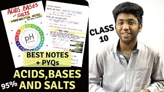 Acids Bases and Salts Notes with PYQs for Boards Class 10 [upl. by Icat]