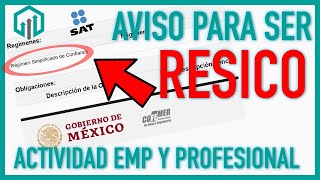 AVISO Persona Física Actividad Empresarial y Profesional a RESICO [upl. by Madelin]