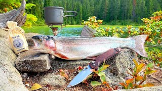 SOLO Backpacking amp REMOTE Trout Fishing Catch amp Cook [upl. by Tezzil]