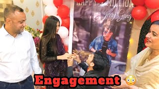 Surprise engagement on 1 million subscriber party 😍 [upl. by Atsillac270]