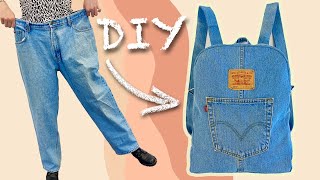 DIY JEANS BACKPACK  RECICLANDO PANTALONES  COMO HACER UNA MOCHILA DESDE CERO [upl. by Nelak]