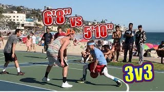 Professor vs 68quot skilled Ex D1 hooper 3v3 Super windy day Laguna Beach [upl. by Ron]