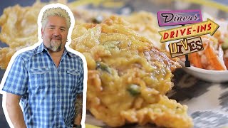 Guy Fieri Eats Some DYNAMITE Indonesian Tempeh Fritters  Diners DriveIns and Dives  Food Network [upl. by Lorie]