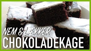 Chokoladekage m hvid glasur  Chokoladekage uden æg  Klassenstimekage [upl. by Armillda]