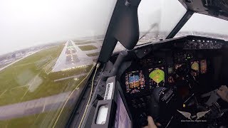 Stormy crosswind landing in LGW  Boeing 737 Captains view [upl. by Ruff809]