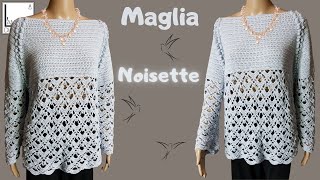 TUTORIAL maglia alluncinetto quotNOISETTEquot [upl. by Ellinad683]